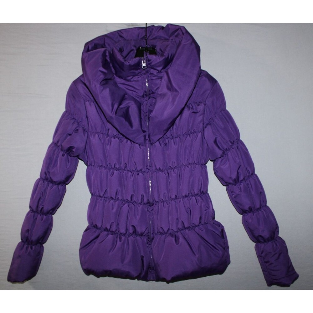Climate Concepts Womens Purple Puffer Jacket Size Small Slim Fit Stretch New
